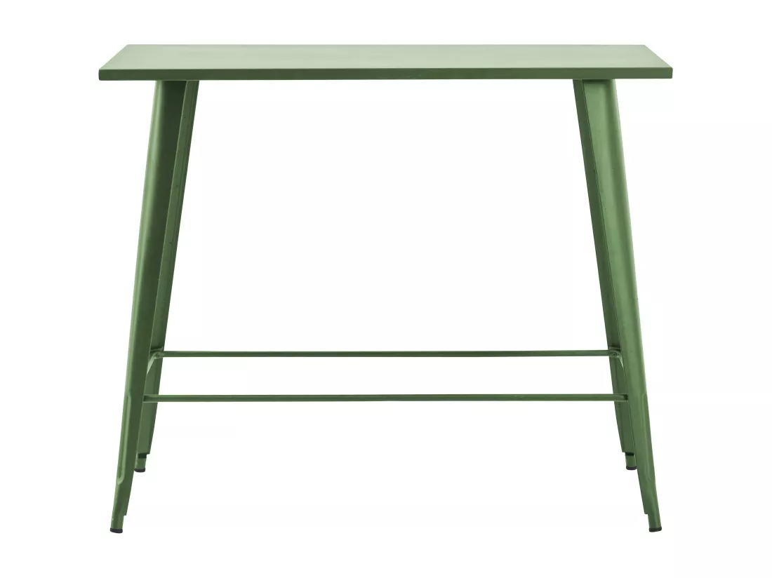 Table haute de jardin et 4 tabourets en métal vert cactus