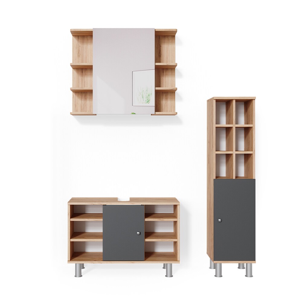 Vicco Badmöbel Set Fynn Spiegelschrank Waschbeckenunterschrank Hochschrank Bad