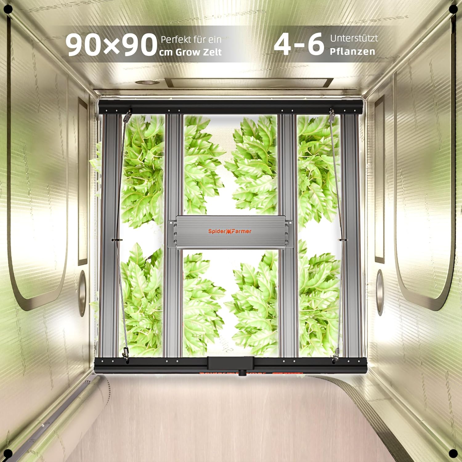 Spider Farmer Cost-Effective G3000 LED Grow Lampe 300W, Smarte APP Steuerung, Bridgelux Dioden LED Pflanzenlampe Vollspektrum Grow Light Dimmbar Wachstumslampe für Gemüse Blume 90x90CM
