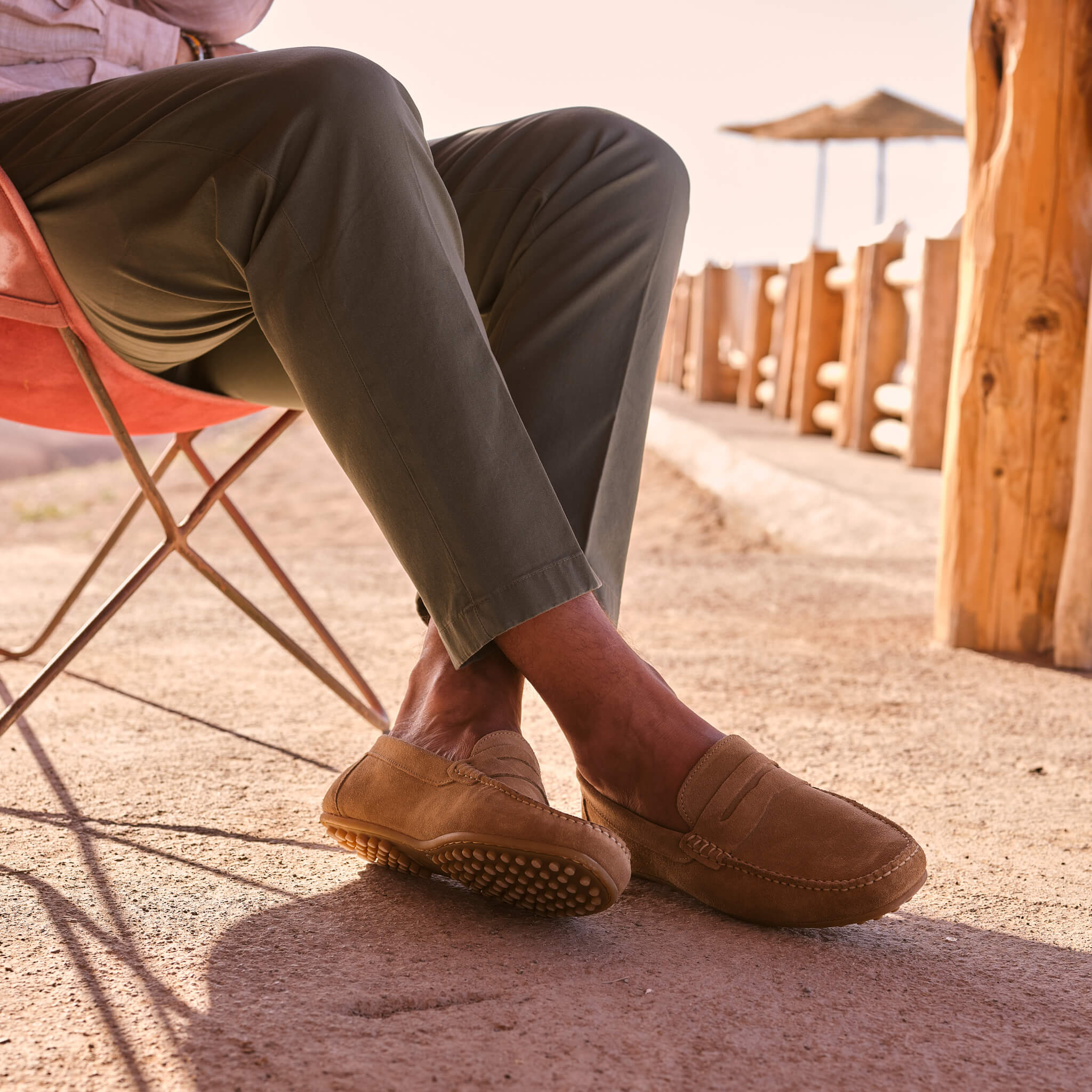 Fred-Mocassin souple en velours taupe
