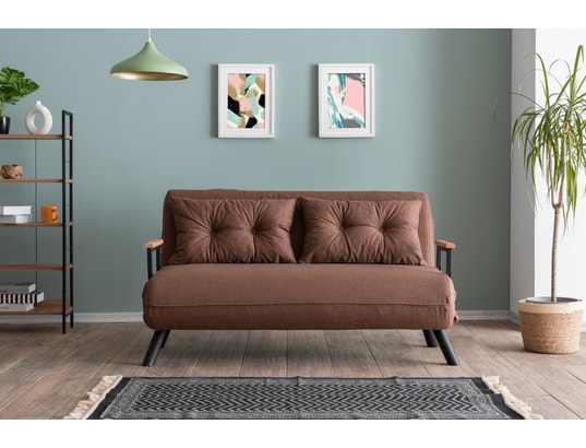 CONCEPT1 - Canapé lit Sando 2 places marron clair 133 x 78 x h78