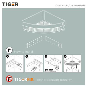 Tiger hoekdouchemand Cooper 21 cm RVS/zwart