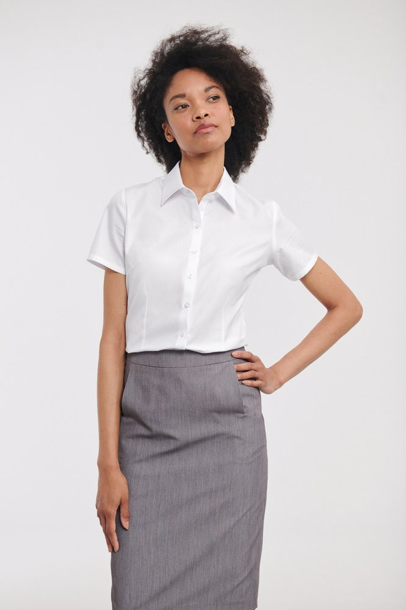 Russell Collection RU963F - Chemise Femme Manche Courtes À Chevrons