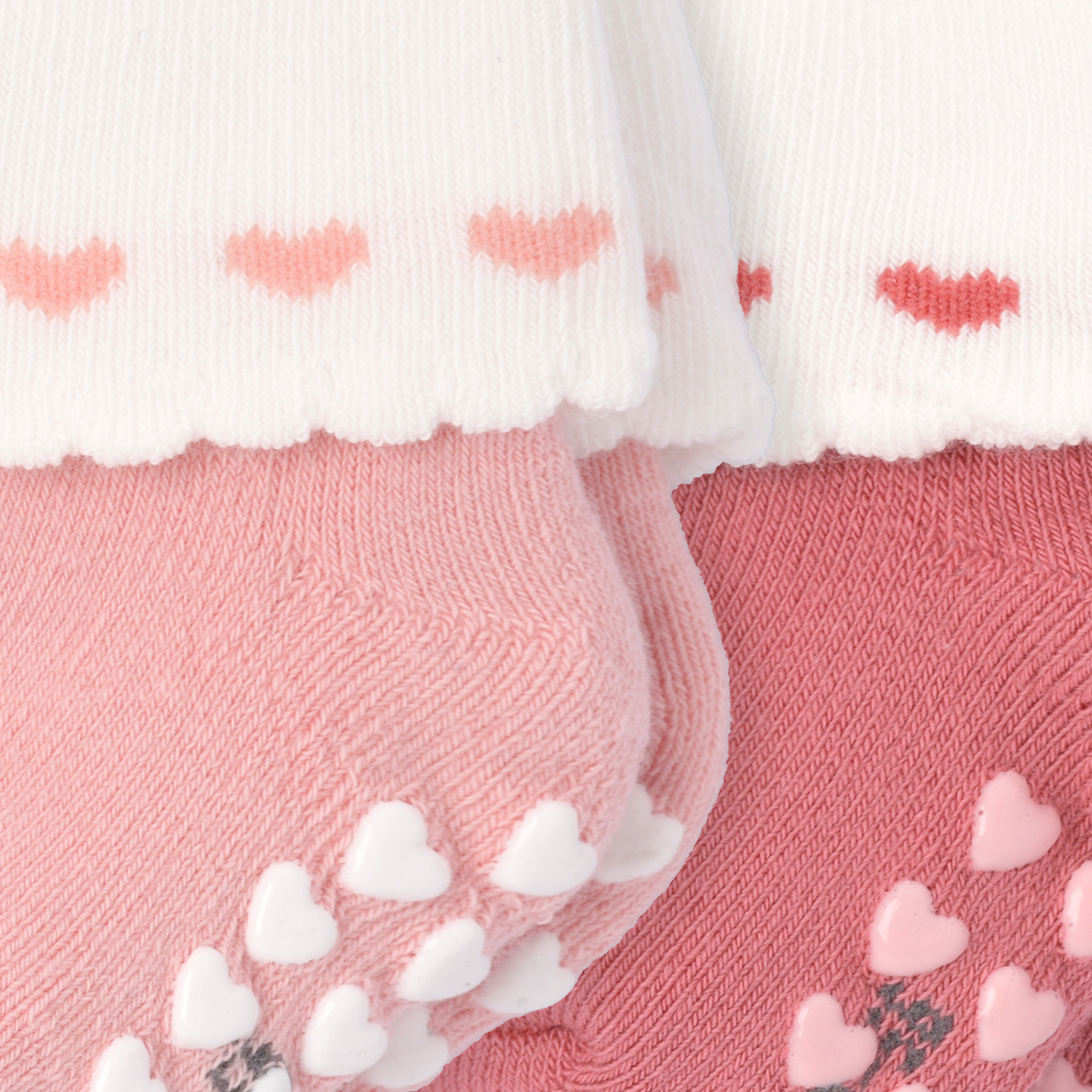 Topomini 2 Paar Newborn Stoppersocken mit Frottee rosa / dunkelrosa