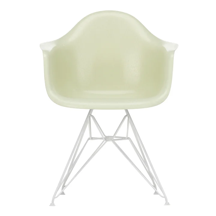 Vitra - Eames Fiberglass Armchair DAR, weiss / Eames parchment (Filzgleiter weiss)