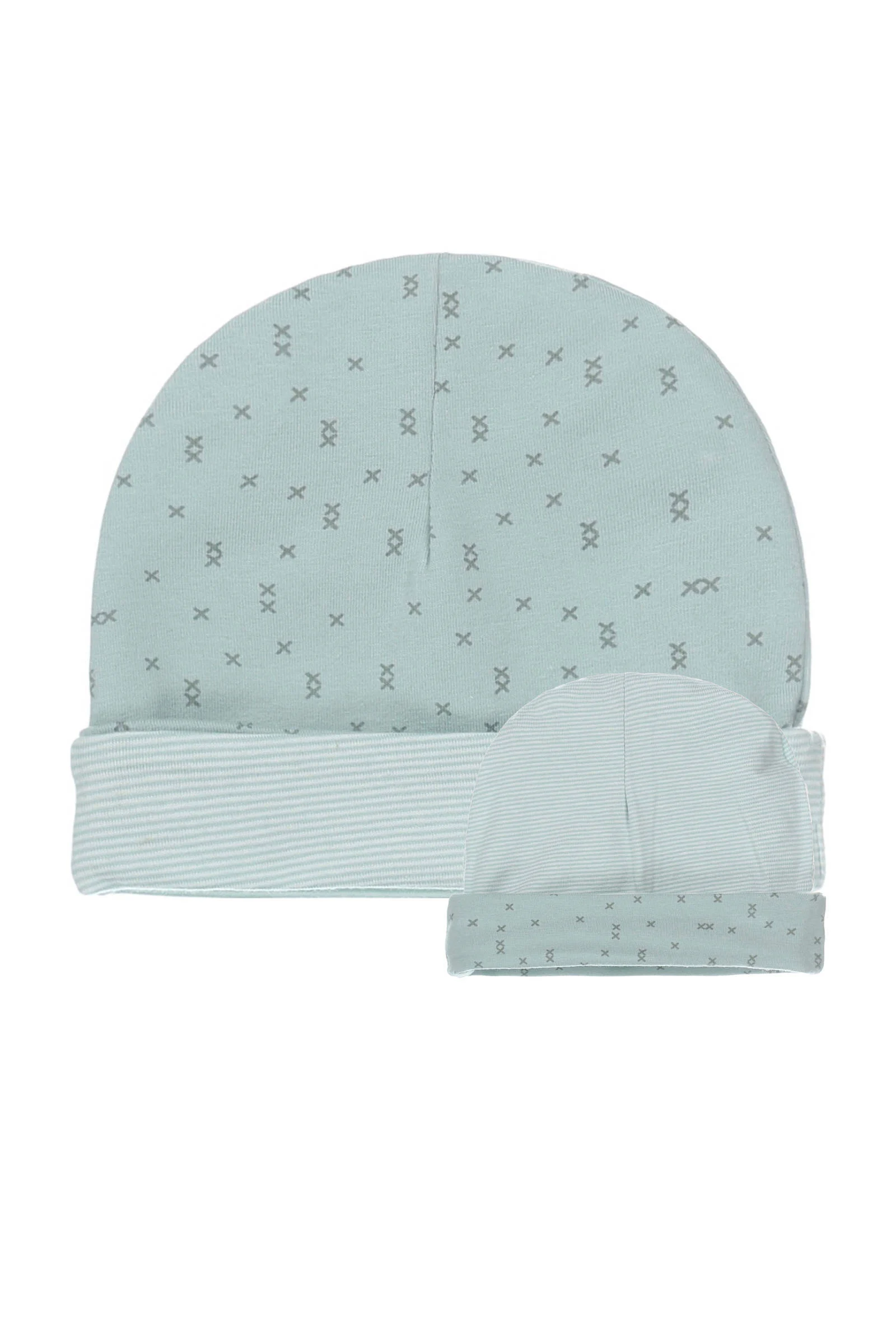 Dirkje reversible muts mintgroen/wit