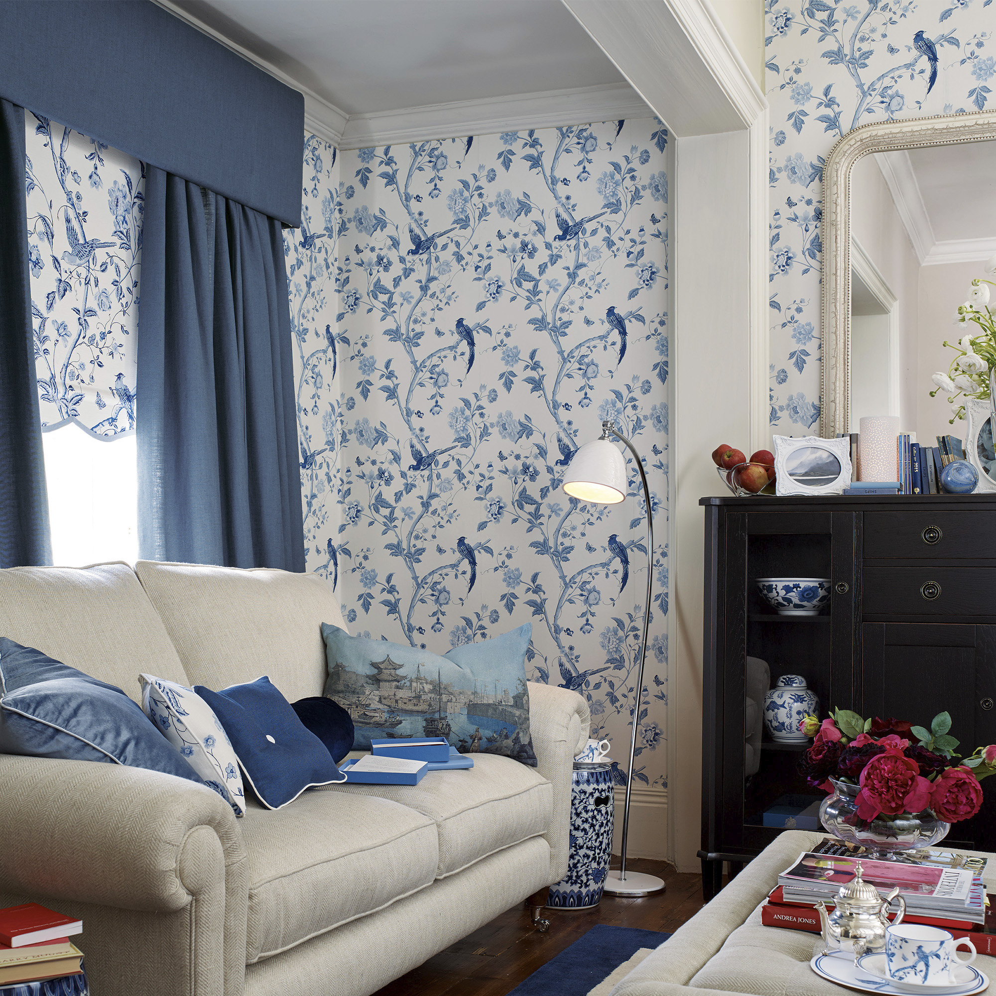 Vliesbehang summer palace royal blue