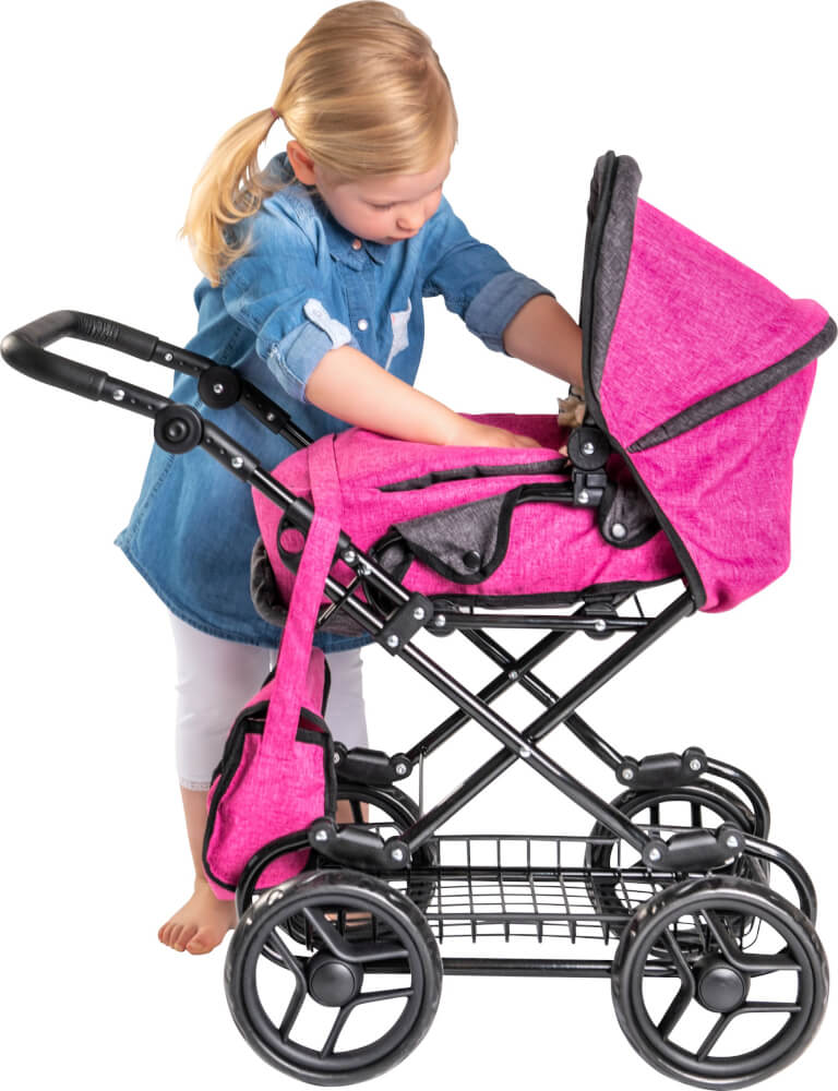 Amia Puppenwagen pink/grau melliert
