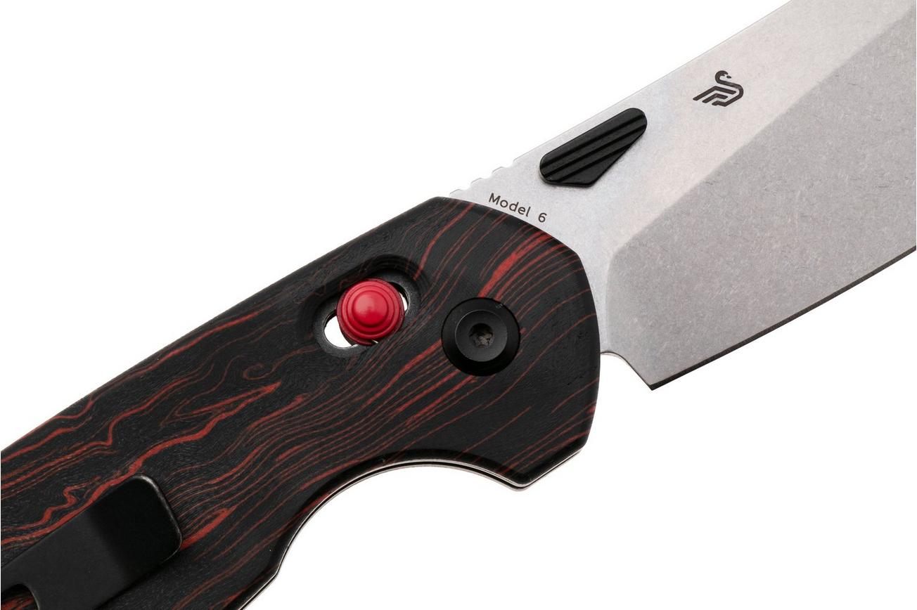 Tenable Knives Model 6 T1022V8 Stonewashed 14C28N, Red Black G-Mascus, zakmes, Nick Swan