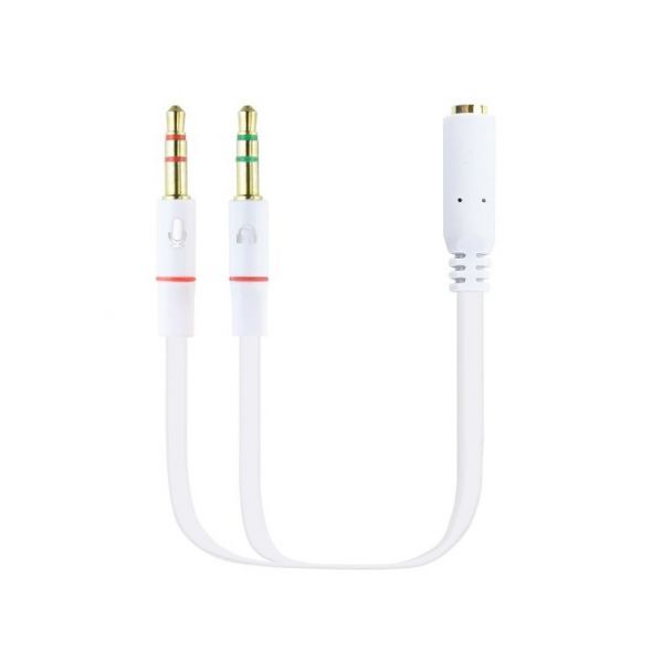 NanoCable Audio Jack 3.5 a 2xJack 3.5 Macho/Femea 20cm Branco