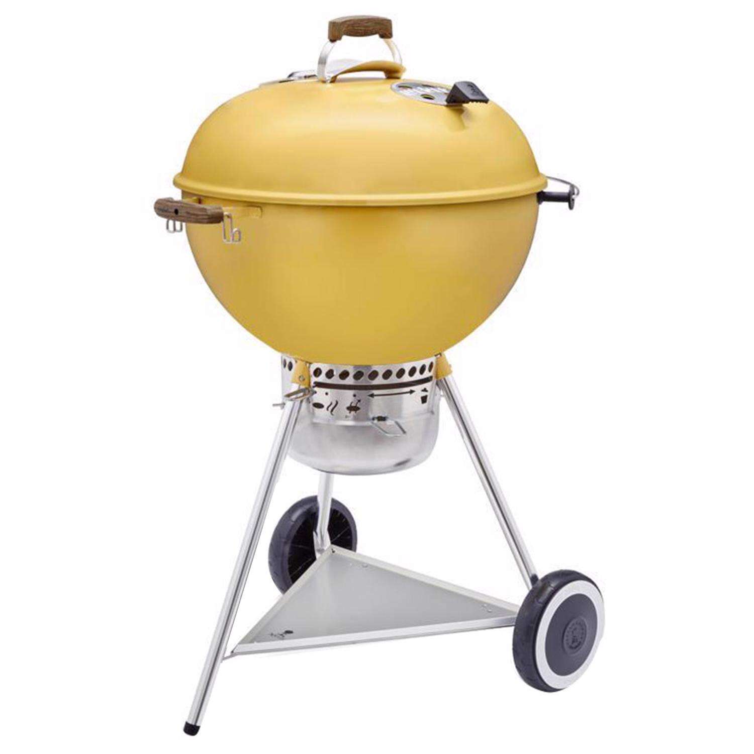 Churrasqueira a carvão Weber Hot Rod de 22 polegadas, amarela.