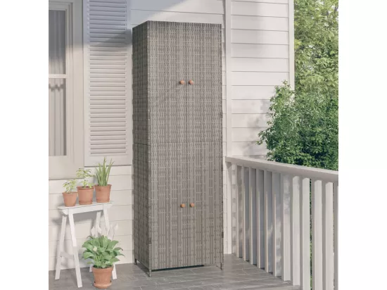 Armoire de rangement jardin Gris 59x40x180 cm Résine tressée