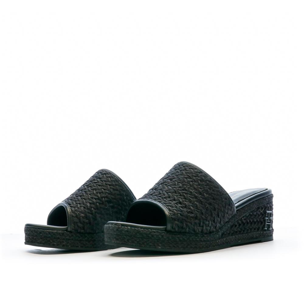 Tommy Hilfiger Sandales Noires Femme Tommy Hilfiger Rope Wedge