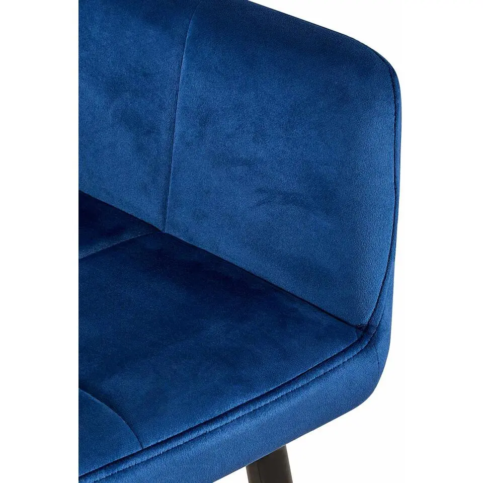 CLP Eetkamerstoel Emia zwart Frame - Fluweel - blauw