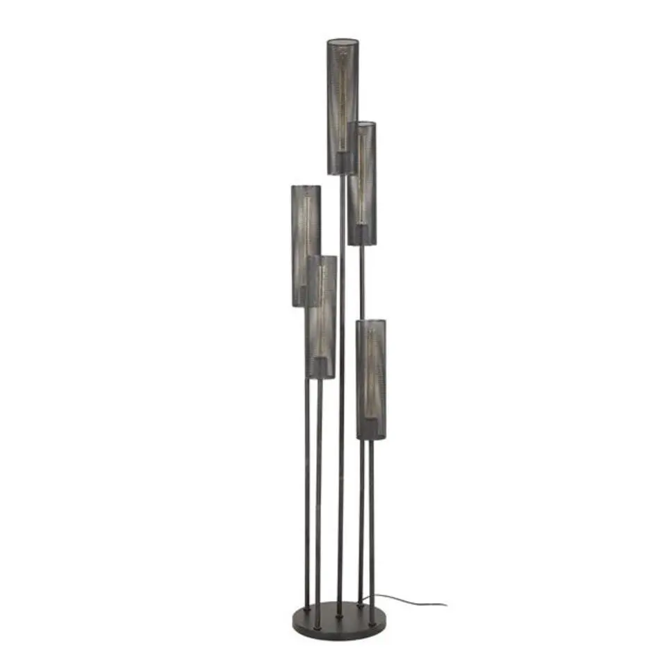 Hoyz Collection - Vloerlamp 5L Getrapt Tube Mesh - Artic Zwart