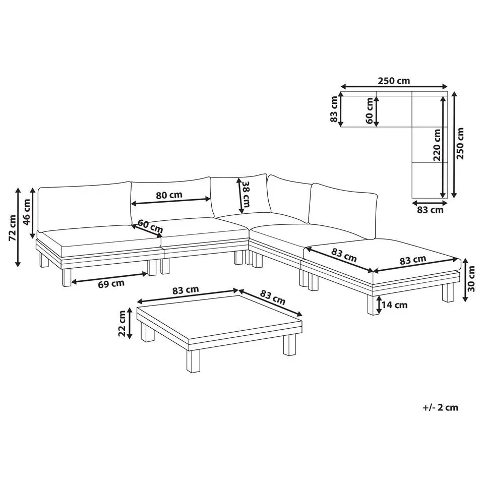 FRAZZANO - Loungeset - Gebroken wit - Gecertificeerd acaciahout