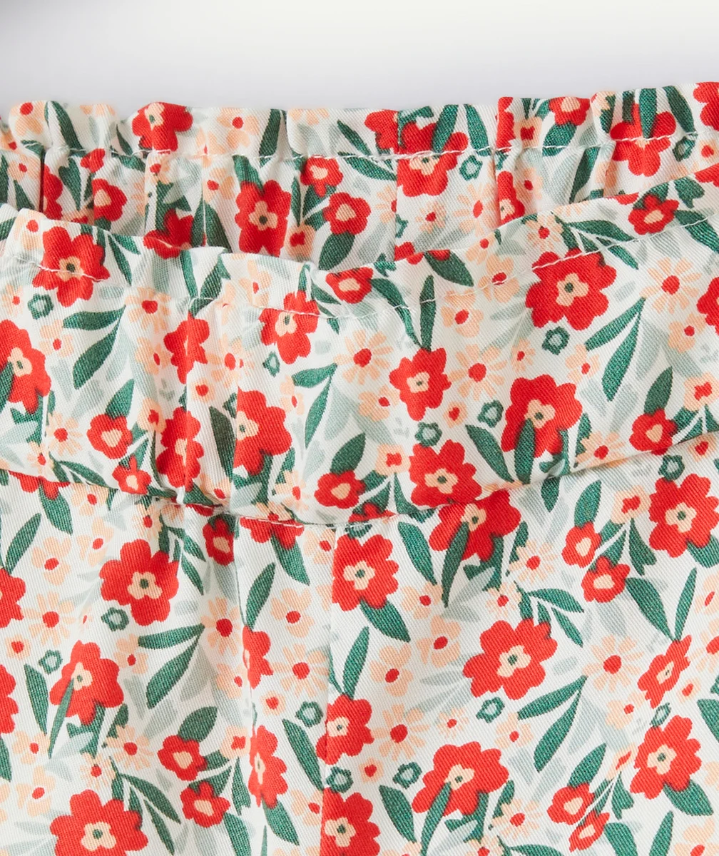 pantalon large fille en viscose responsable imprimé à fleurs