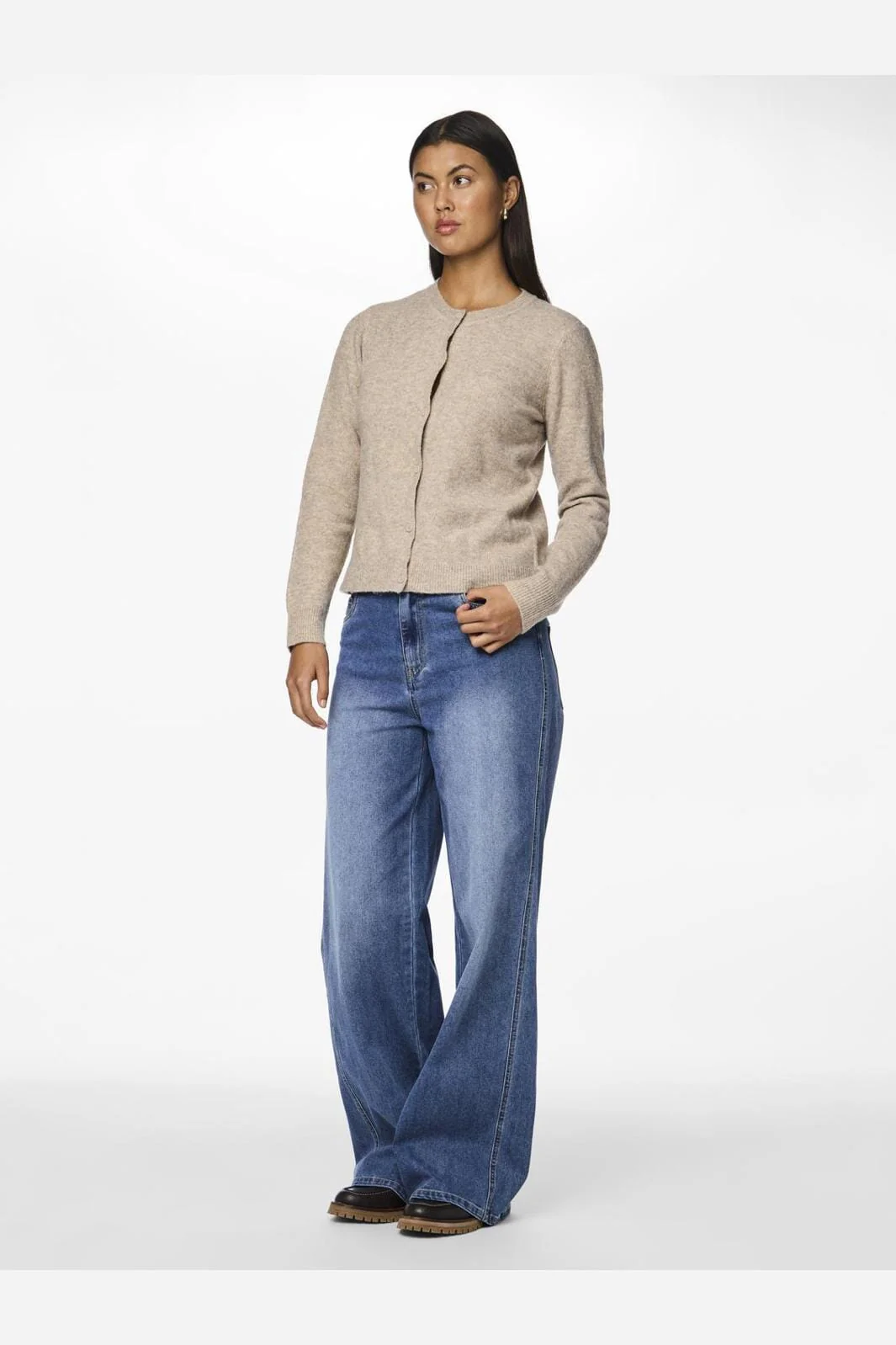 Pieces Pcmalou Ls Knit Cardigan 4635853 taupe gray melange