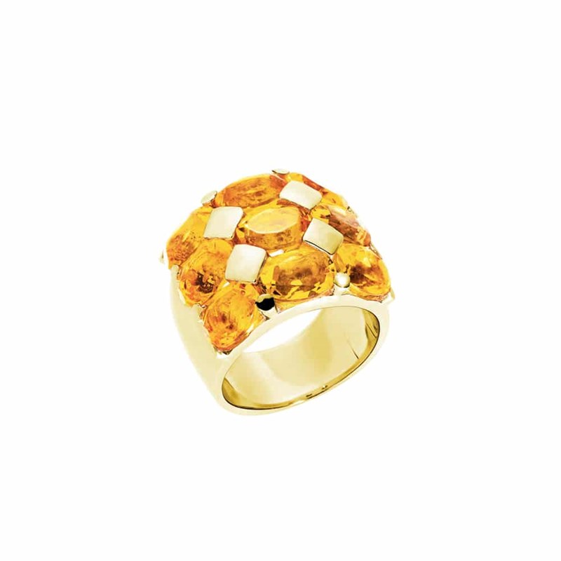 Bague Hera Argent Doré Pierre Citrine