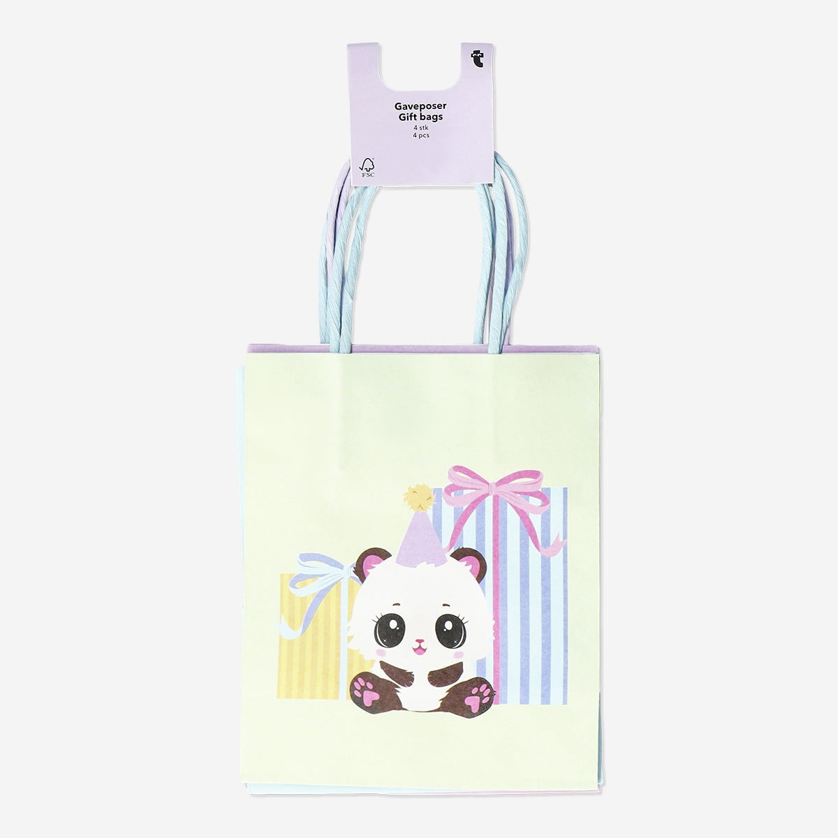 Sæt med gaveposer med dyreprint - 4 stk