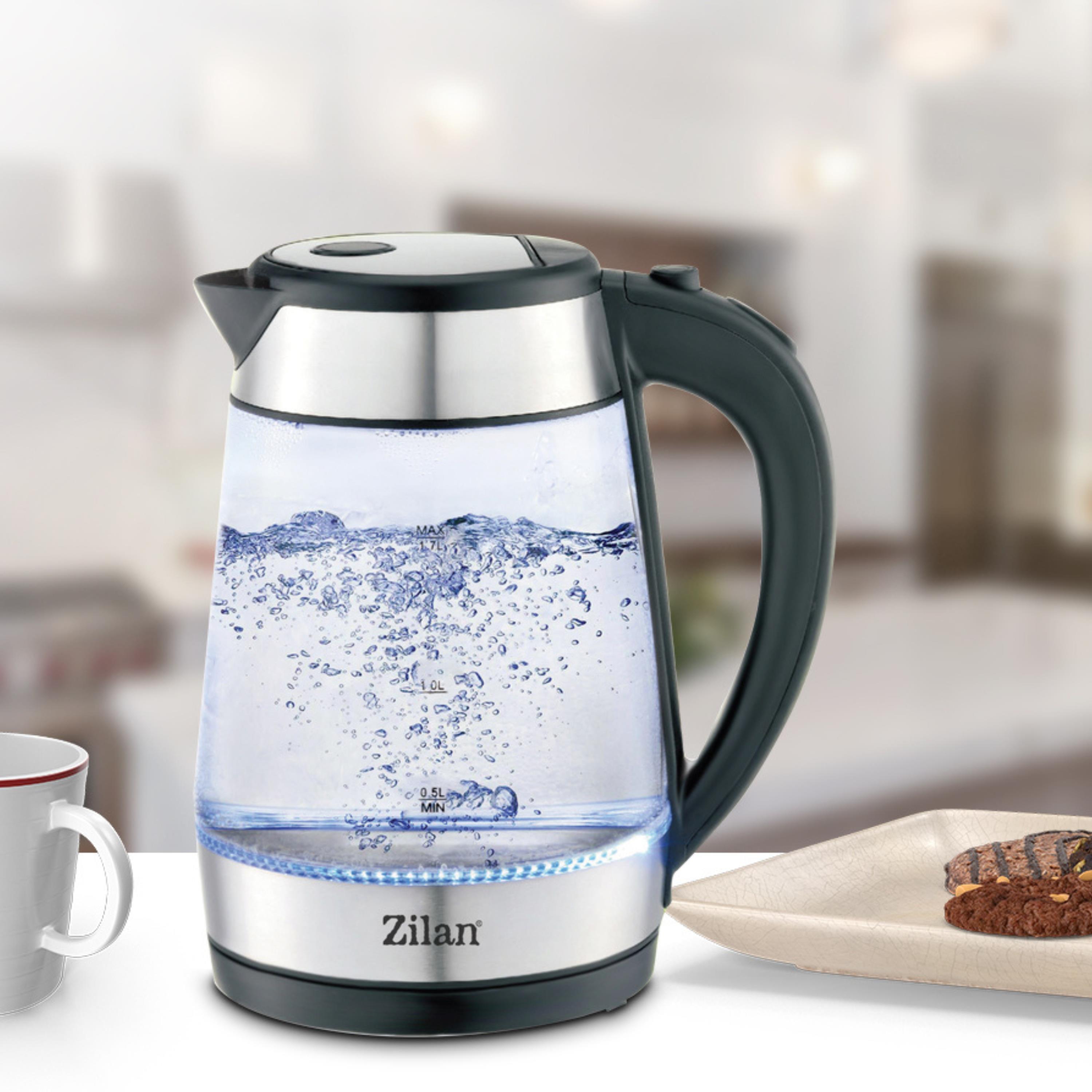 Zilan Glas Wasserkocher LED-Beleuchtung Überhitzungsschutz 1.7L 2200W