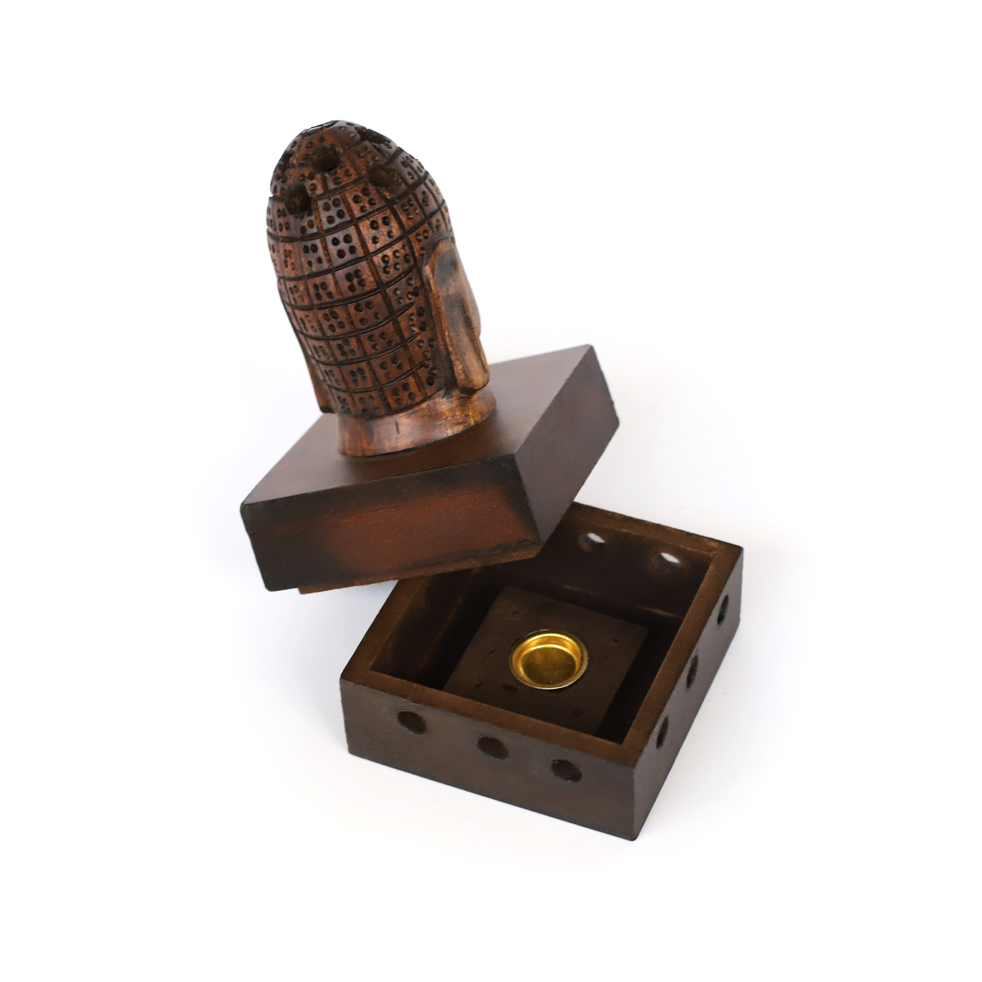 Räucherkegel-Halter 'Buddha-Kopf', H 15 cm, B 7 cm, T 7 cm günstig bestellen