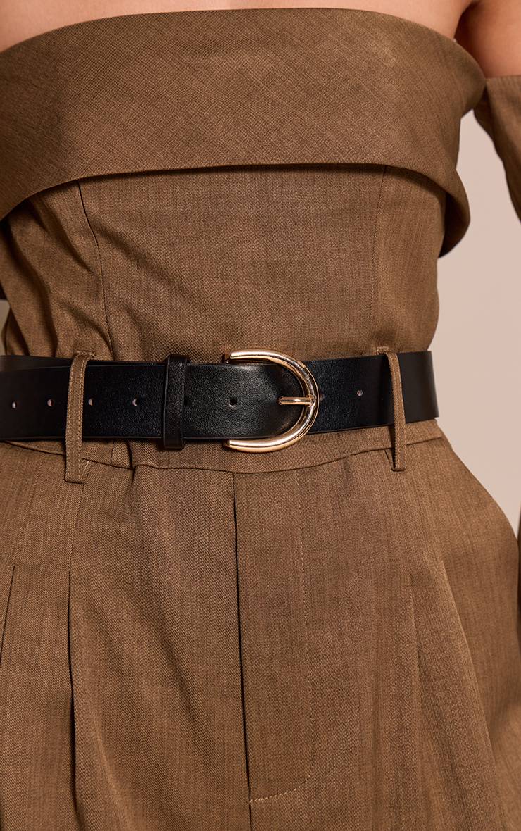 Kaki Combinaison Tissée À Épaules Dénudées Manches Longues Avec Ceinture