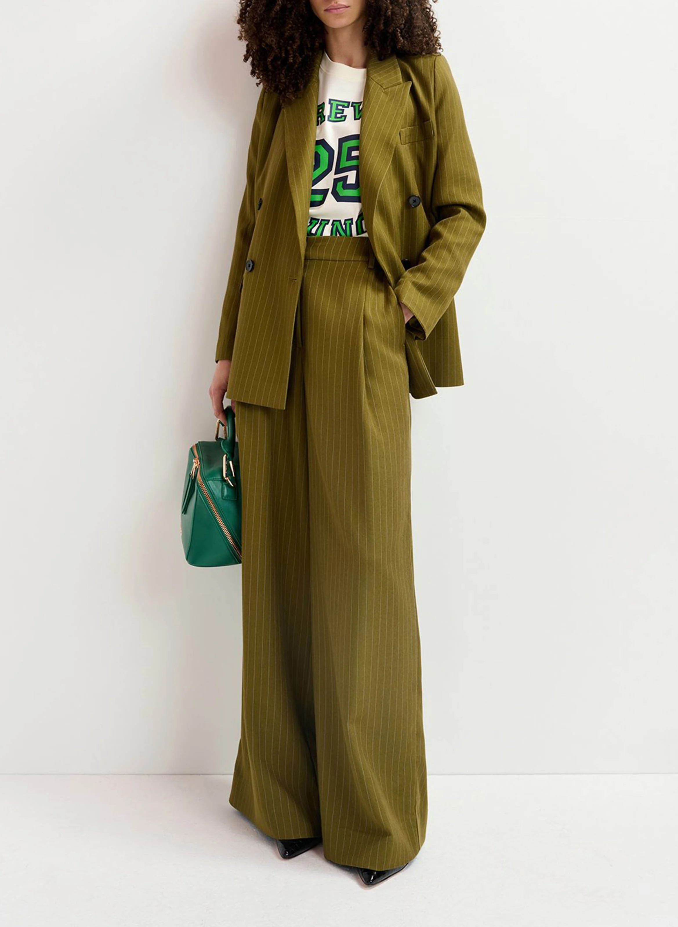 GALANT2 - Pantalon large à fines rayures | Vert