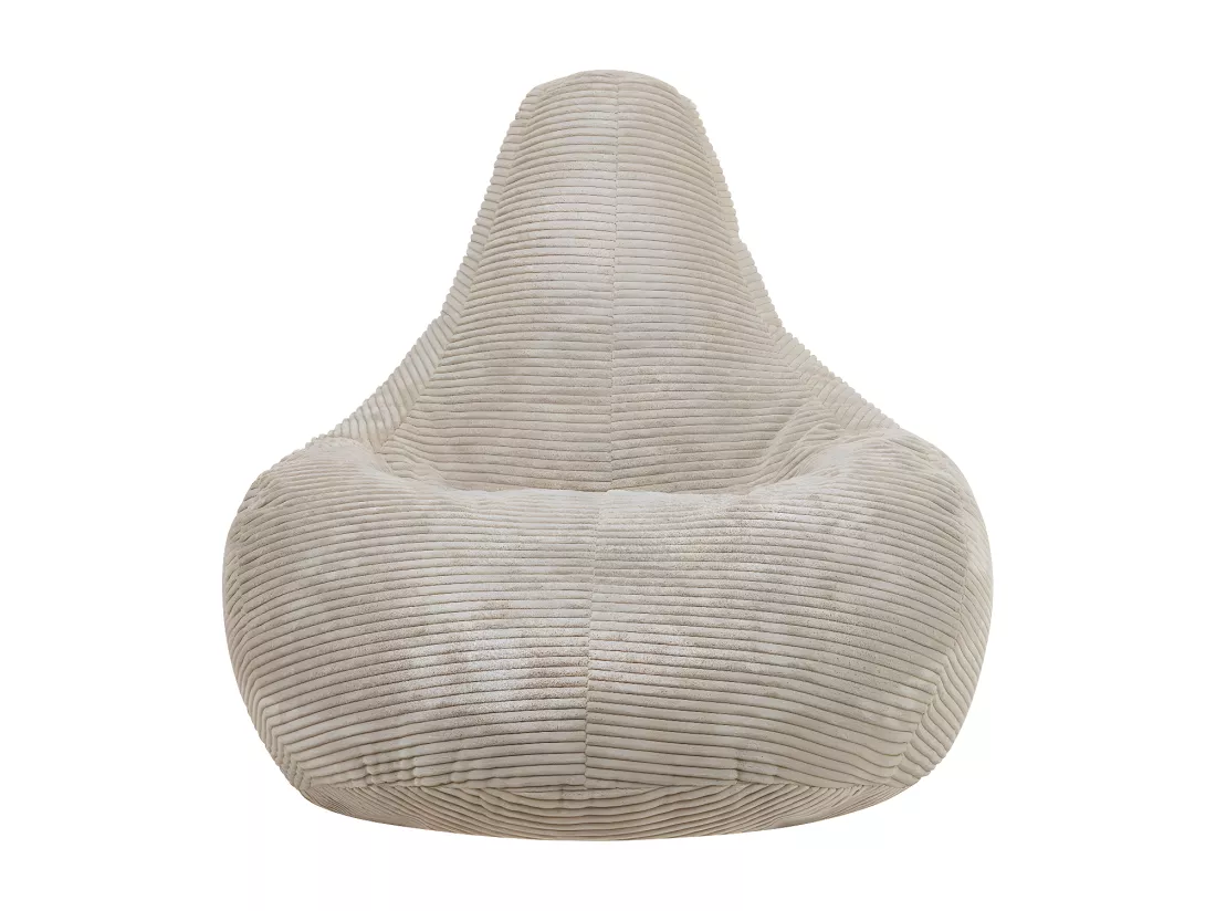 Pouf inclinable velours côtelé, beige - DALTON