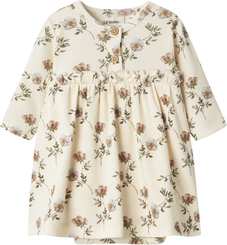 Lil' Atelier NBFGAVO ENS LS BODY DRESS LIL Turtledove/flowers