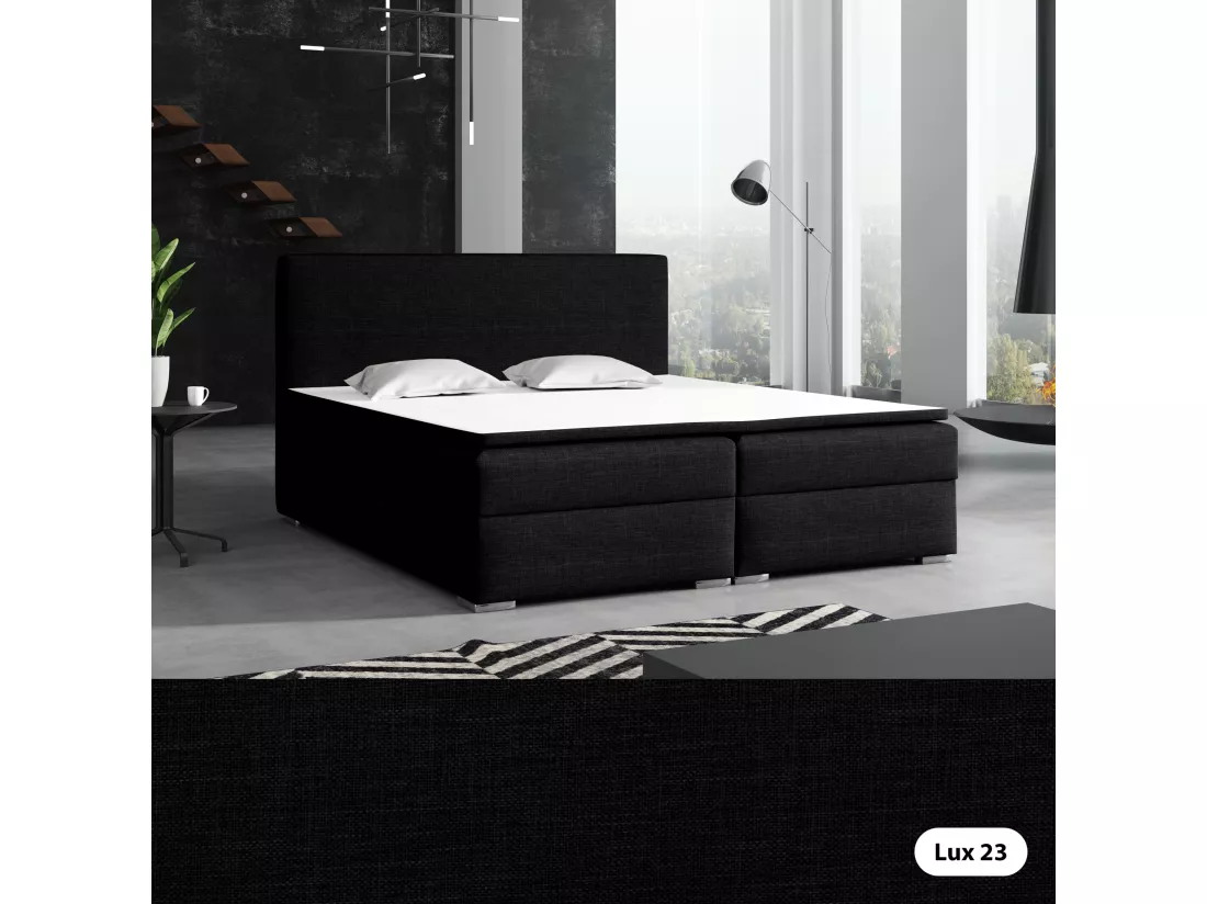 LIT BOXSPRING coffre de lit Laval 200x200 cm, Lux 23 (Noir)