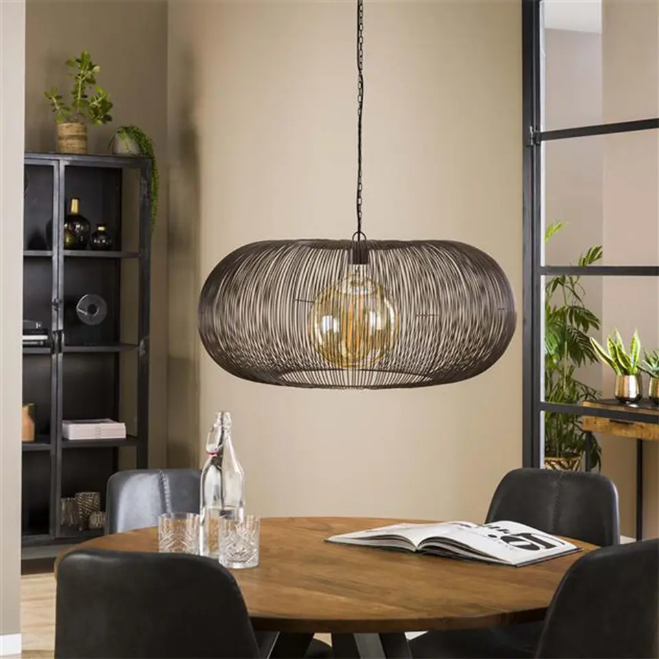 Industriële hanglamp Jill koper bruin - 70x70x150 cm - Nikkel - Zwart