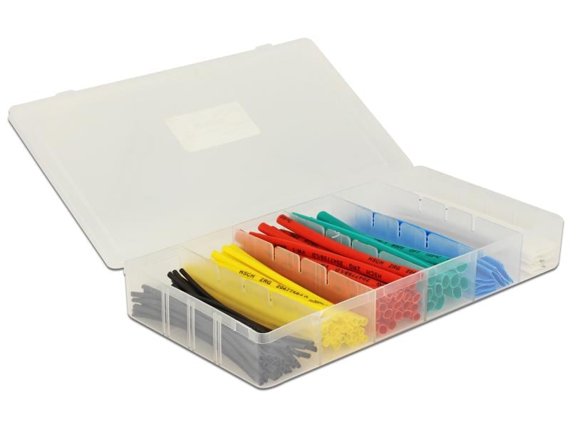 Delock Schrumpfschlauch 100-teilig Sortimentsbox, Mehrfarbi Delock Schrumpfschlauch Box 100-teilig farbig