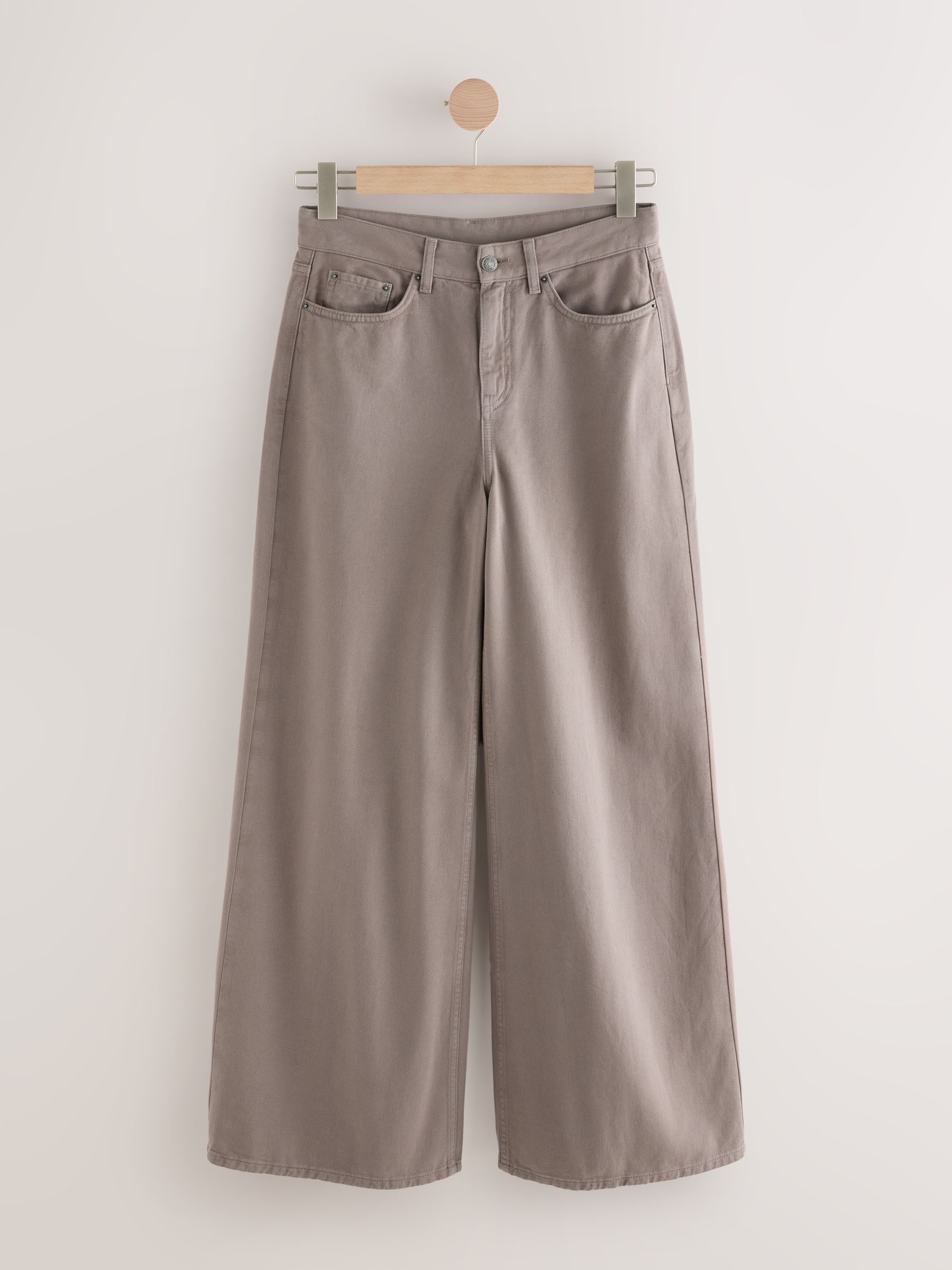 Nertsgrijs/bruin - Palazzo-jeans met hoge taille en wijde pijpen