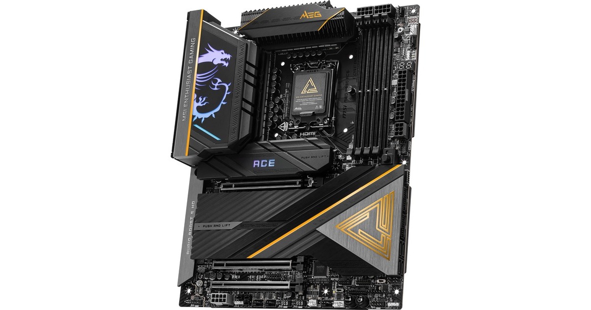 MSIMEG Z890 ACE socket 1851 moederbord  (Zwart/goudgeel, RAID, 10Gb-LAN, WLAN, BT, Sound, ATX)