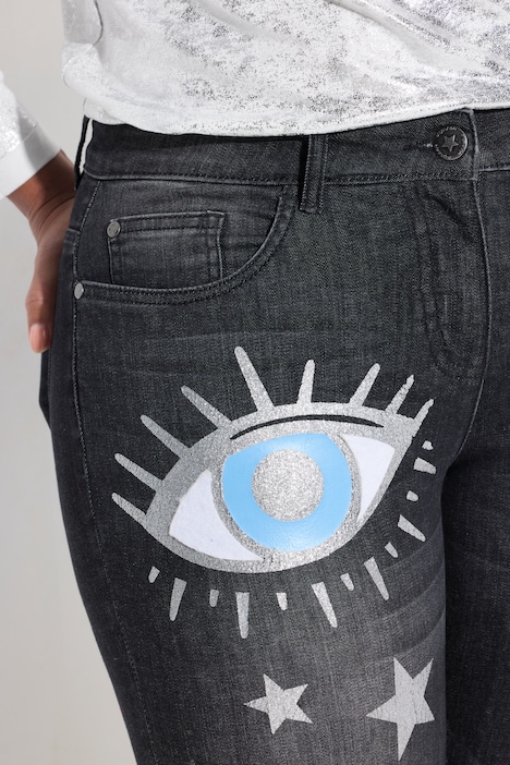 Jeans, WashOut, modische Drucke, 5-Pocket