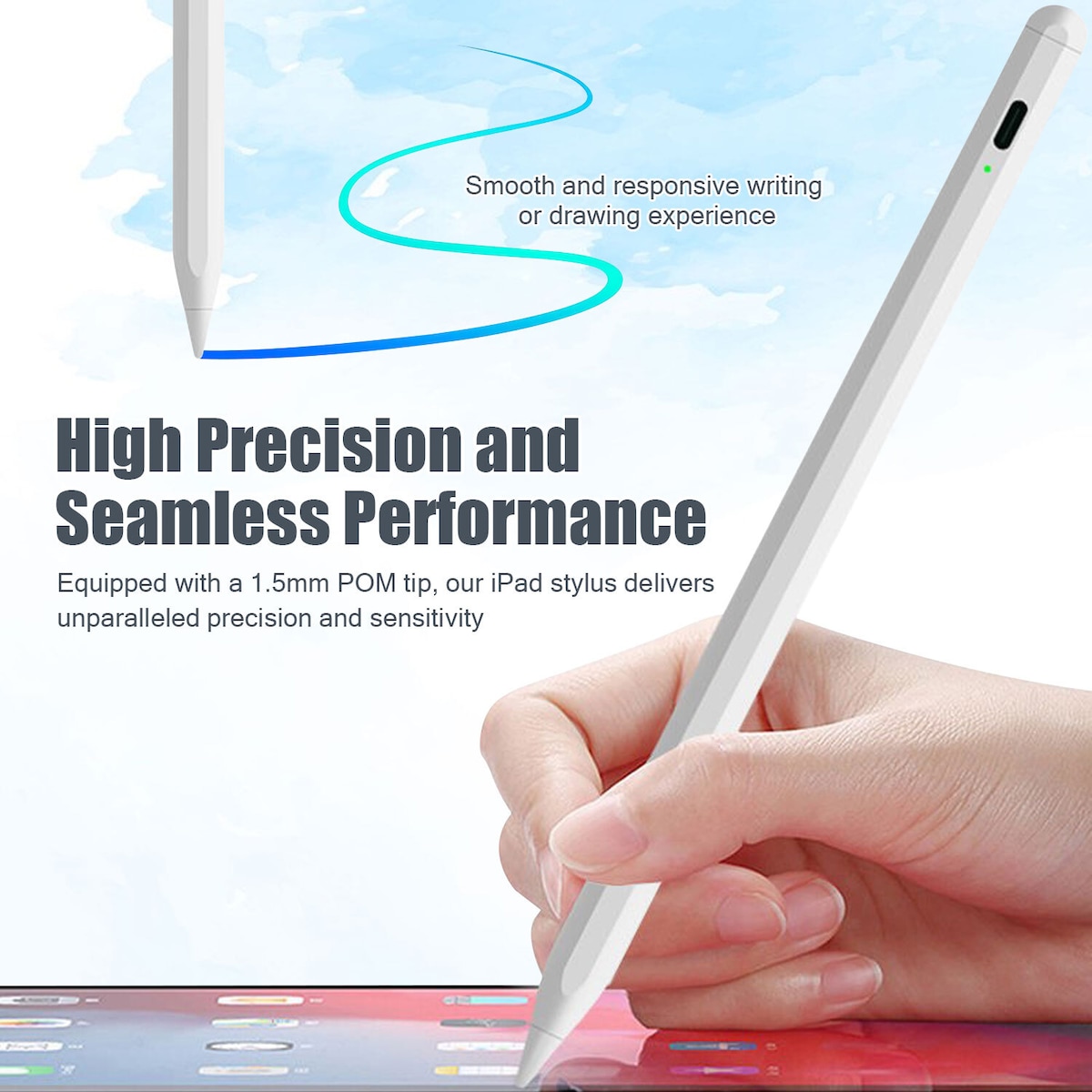 Stylus Pen kompatibel med iPad 2018-2023-serien Hvit