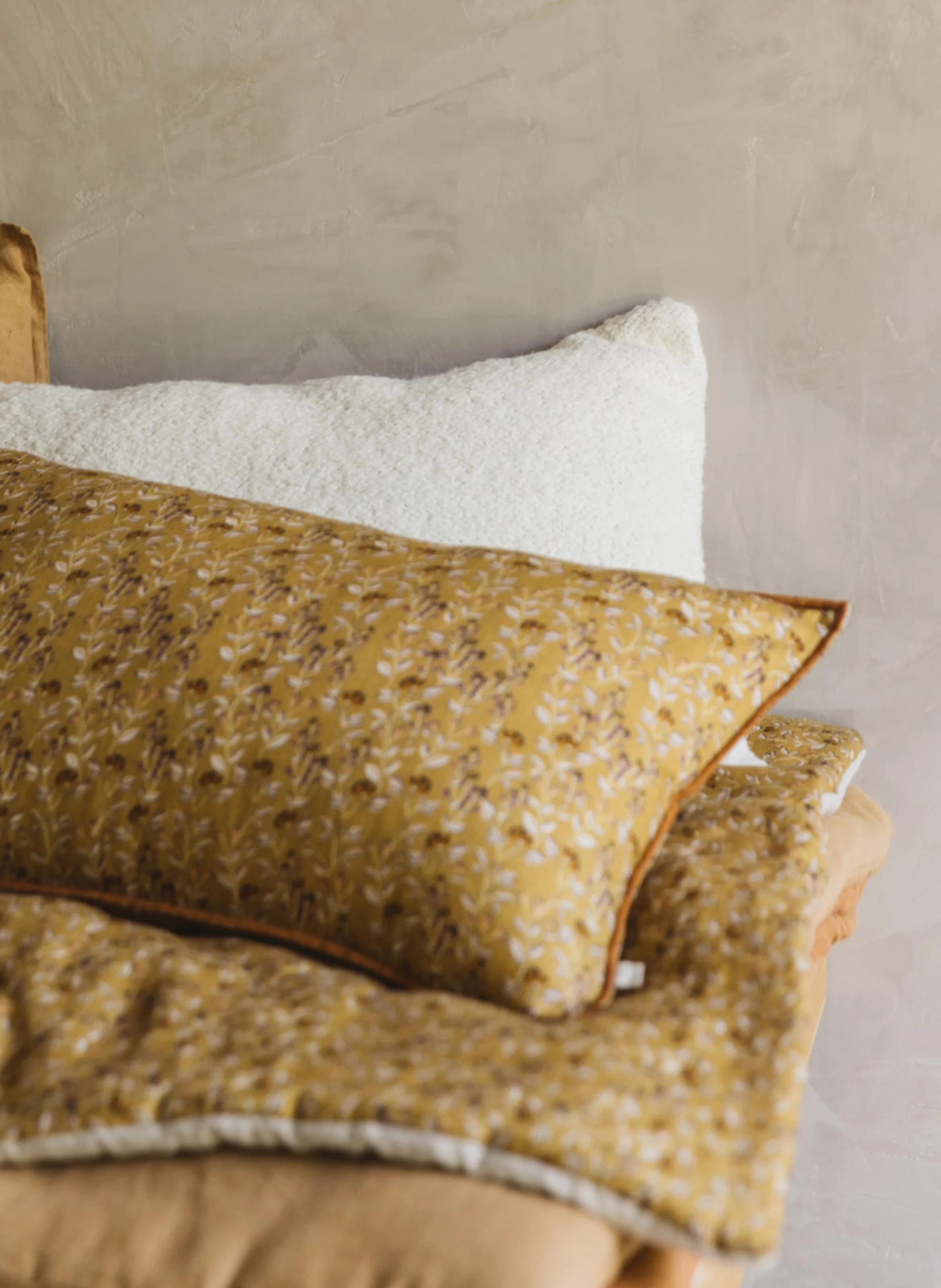 BELIZE - Coussin bouclette en lin et laine mélangés | Blanc