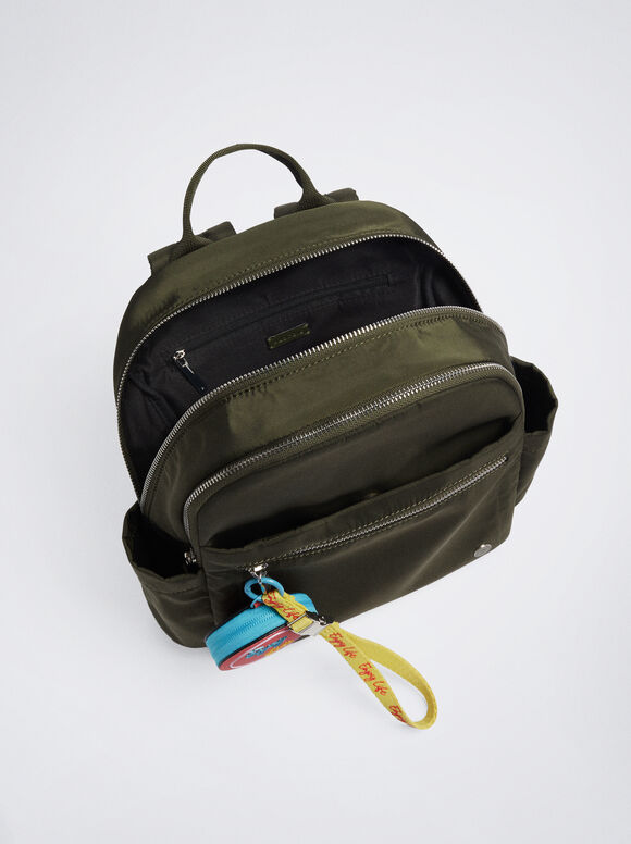 Mochila de nylon com pingente - Cáqui