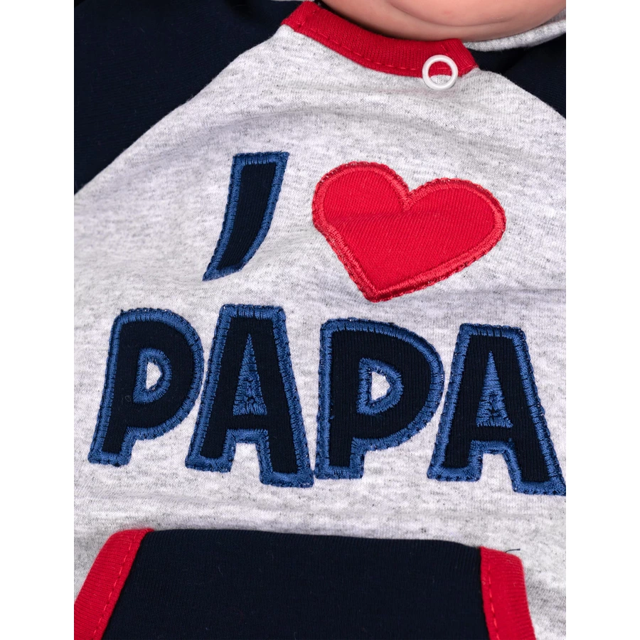 Baby Sweets Overall I love Mama & Papa grau navy