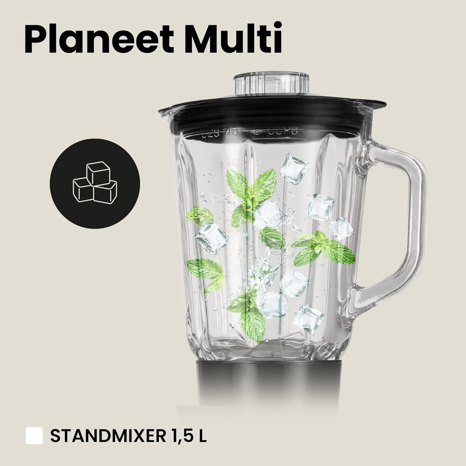 ZEEGMA PLANEET MULTI 1900 W 3-in-1-Planeten-Küchenmaschine, multifunktionale Küchenmaschine mit 6,2-l-Schüssel mit Griff und Deckel, Standmixer, Fleischwolf, 6 Geschwindigkeiten
