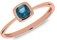 14 karaat roségouden ring met blauwe Topaas