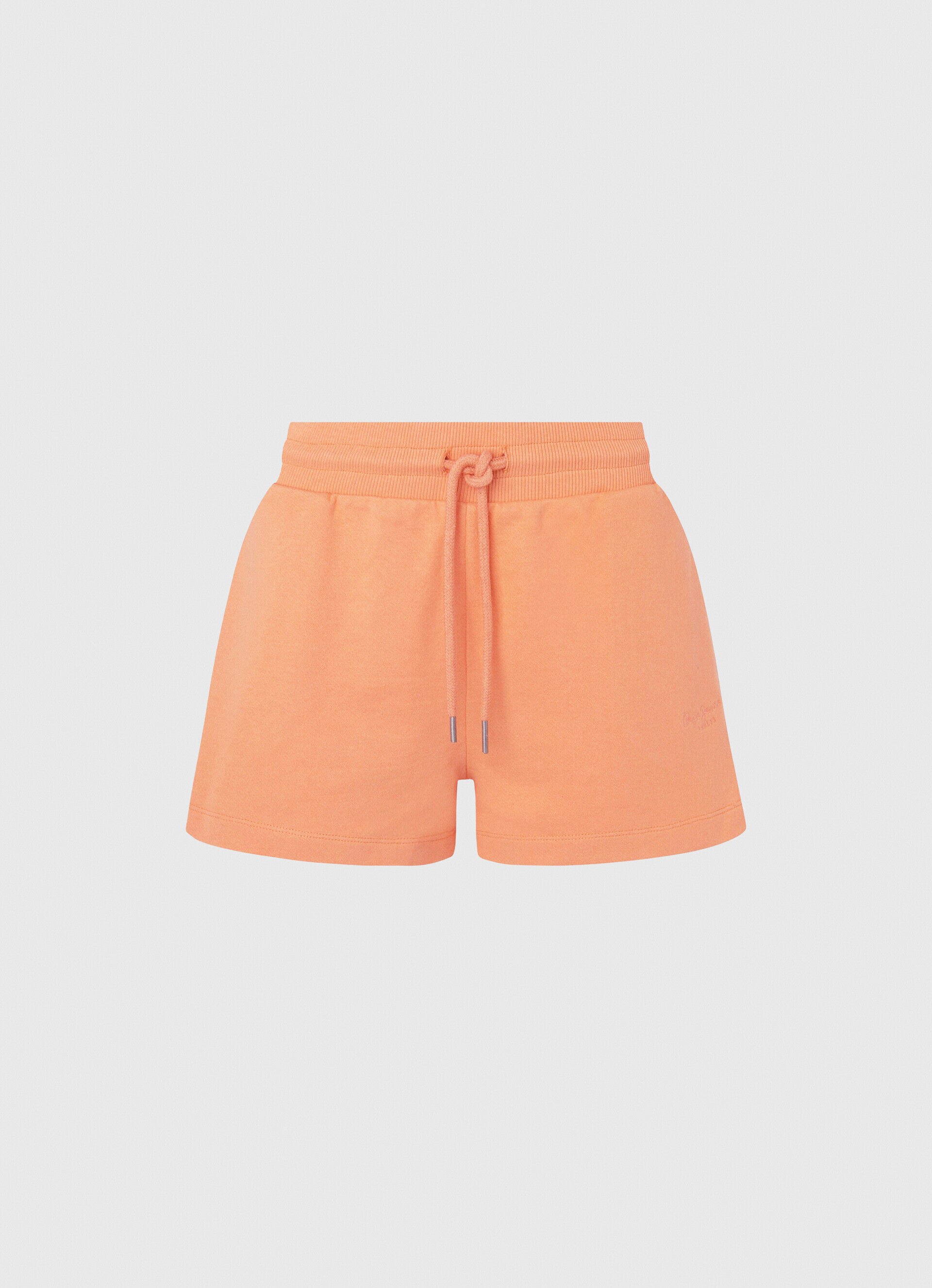 Shorts de algodão com cintura ajustável - pêssego e laranja
