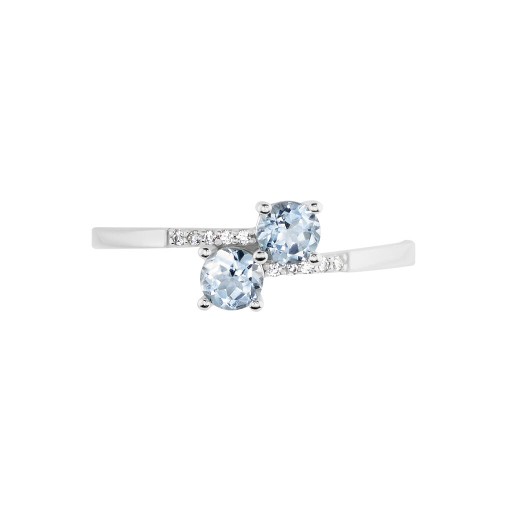 Bague Pollie Or Blanc Topaze Bleu Sky Oxyde De Zirconium