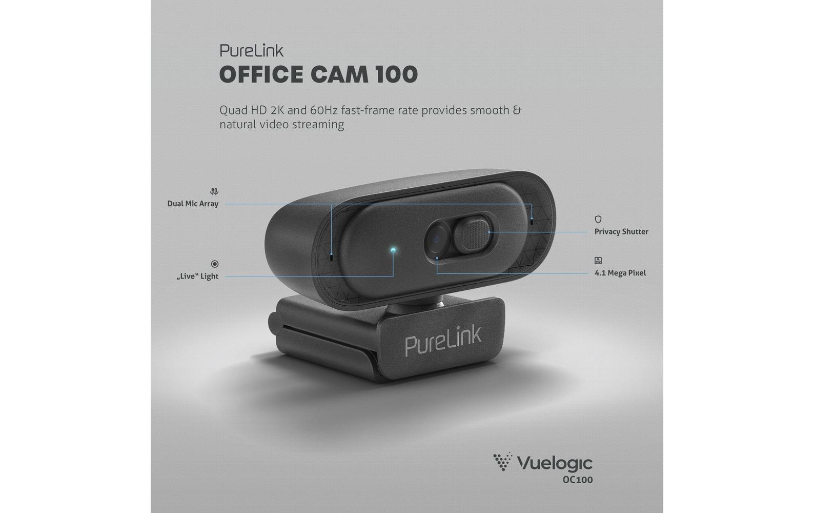 Webcam Vuelogic 2K Quad HDHochauflösende 2K QHD-Webcam – Kristallklare Video- und Audioqualität