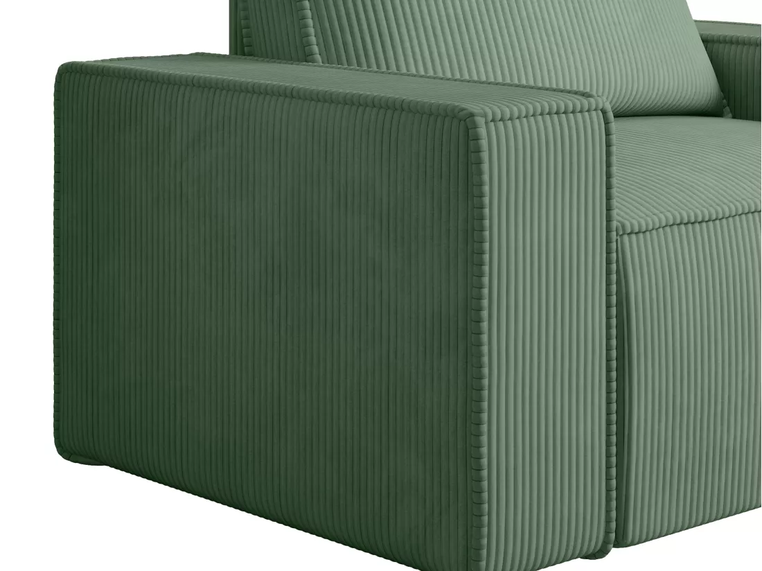 Fauteuil en velours côtelé vert amande AMELIA