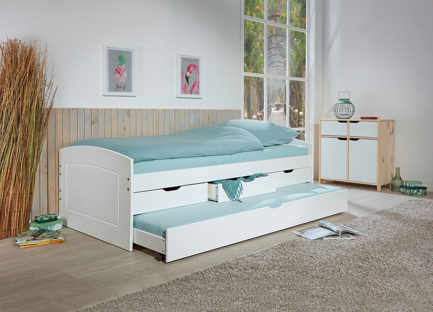 Stauraum-/Funktionsbett LAURENZ 90 x 200 cm weiß