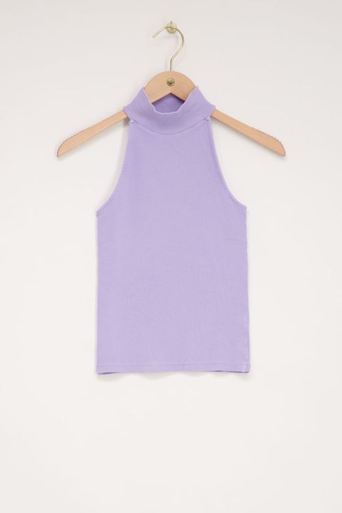 Lila halter top met rib structuur