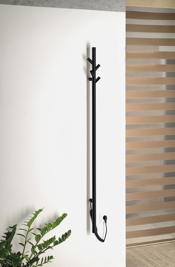 Sapho Pasador elektrische verticale radiator mat zwart 150cm 30Watt