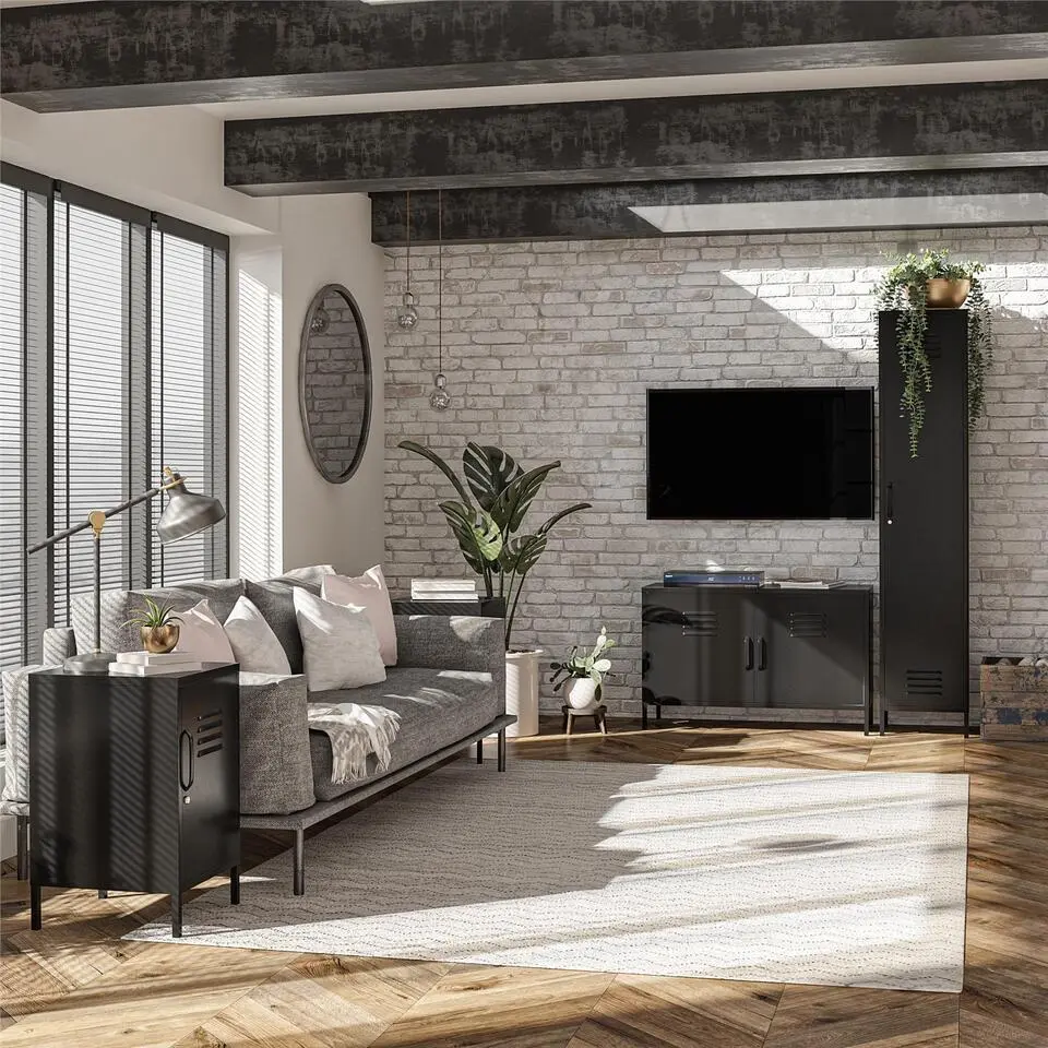 Mission District - Dressoir met 2 deuren en zwart metaal